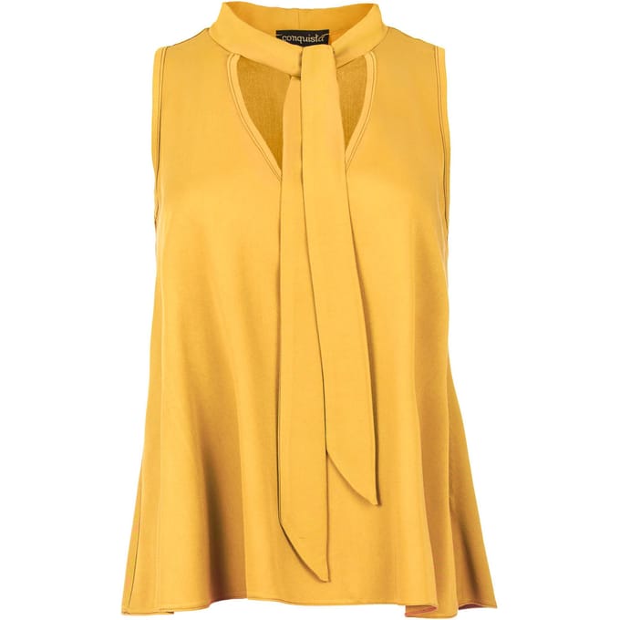 Mosterddetail mouwloze top