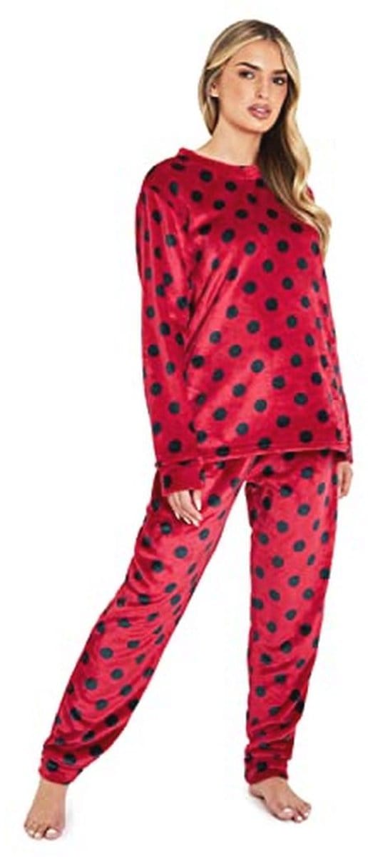 Damespyjama Fleece Set - Warme Comfortabele Loungewear in Rood