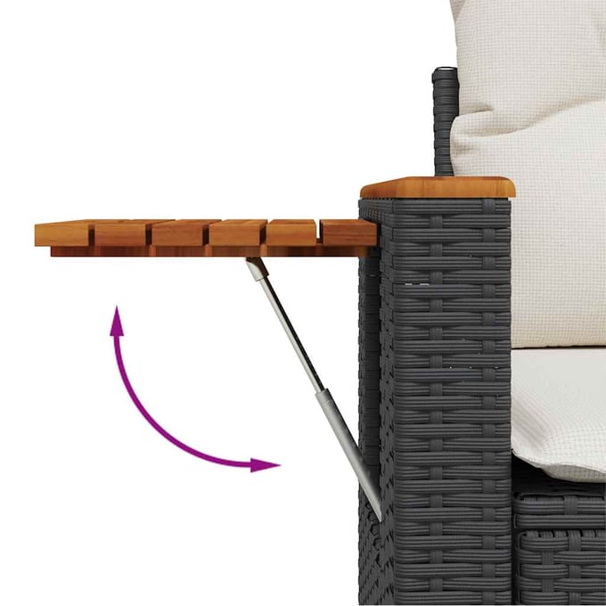 vidaXL - 7-delige - Loungeset - met - kussens - poly - rattan - zwart