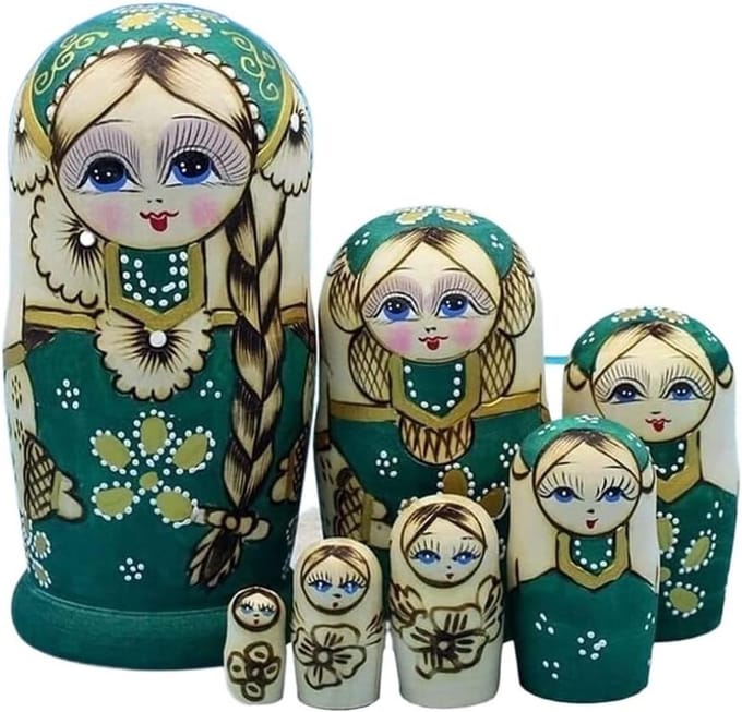 Houten Poppen - Nesting Poppen - Huis Decoratie - Handgesneden - 7 Stuks - Multicolor
