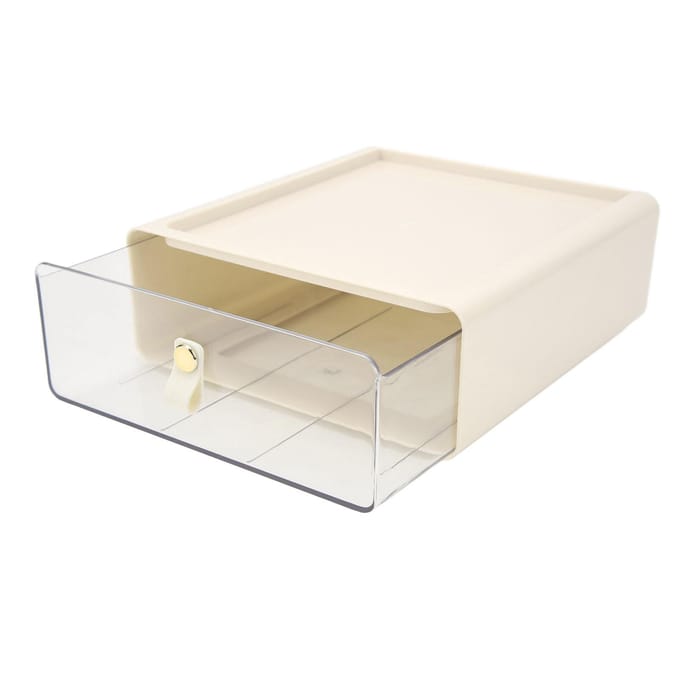 Transparante Opberglade Doos Grote Capaciteit Desktop Lade Opbergcontainer Organizer voor Kantoor Crème white
