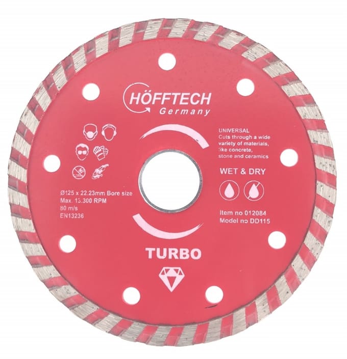 Hofftech Diamantschijf - Ø 125 mm - Nat en droog - Voor beton en steen - 1 stuk