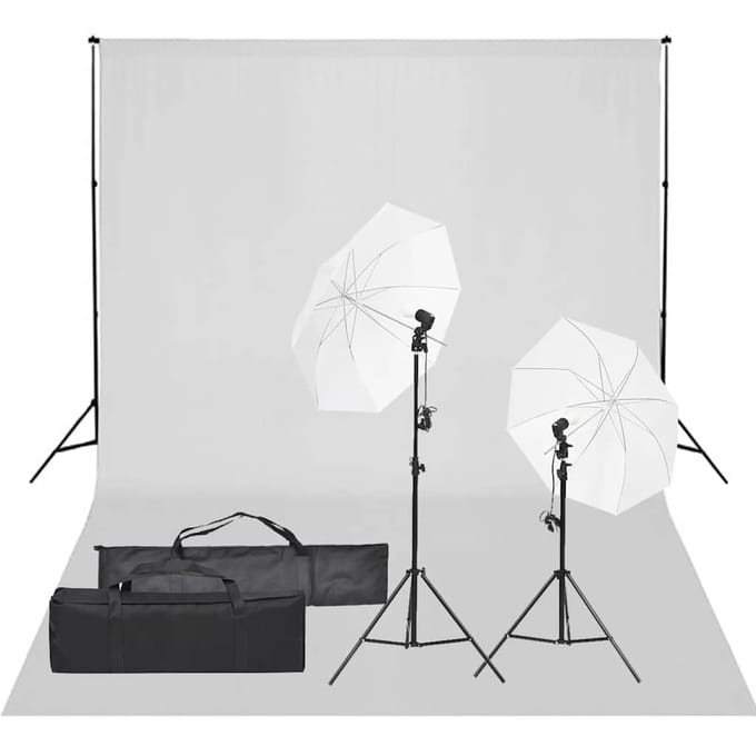 vidaXL - Fotostudioset - met - verlichtingsset - en - achtergrond