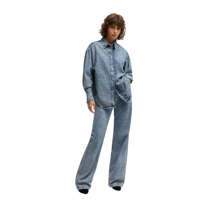 Boss Dames/Dames Denim Relaxed Fit Shirt Met Lange Mouwen (Donkerblauw)