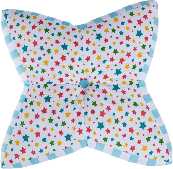 Homescapes kindervloerkussen ster 100% katoen met polyester vulling kleurrijk