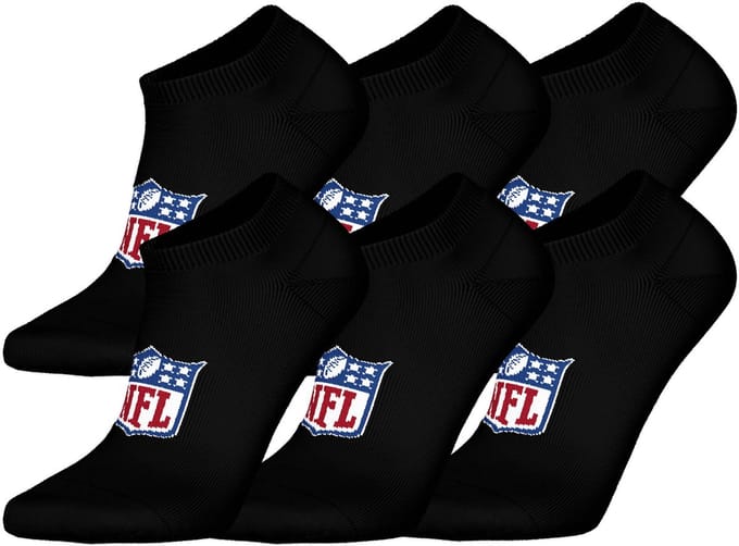 NFL SHIELD Sneaker Socks - 6-pack - Zwart - Maat 39/42