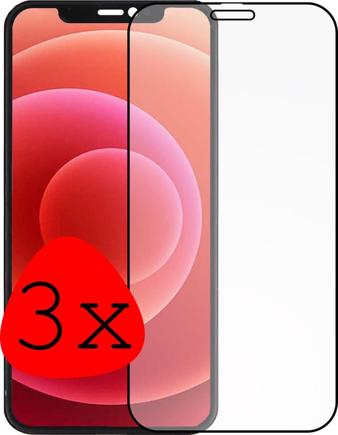 Screenprotector - 3 Stuks Geschikt voor Apple iPhone 12 Pro Max - Full Cover - Beschermglas - Gehard Glas - Tempered Glass - Screen Protector