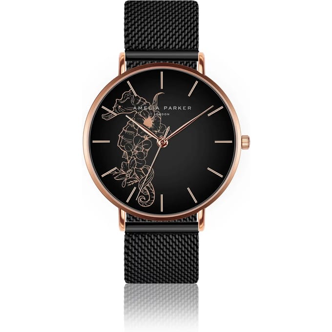 Dameshorloge Amelia Parker Fossil Black Mesh