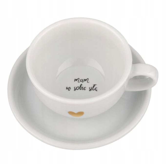 Merkloze Porseleinen Kop & Schotel 250ml - Inspirerende Tekst