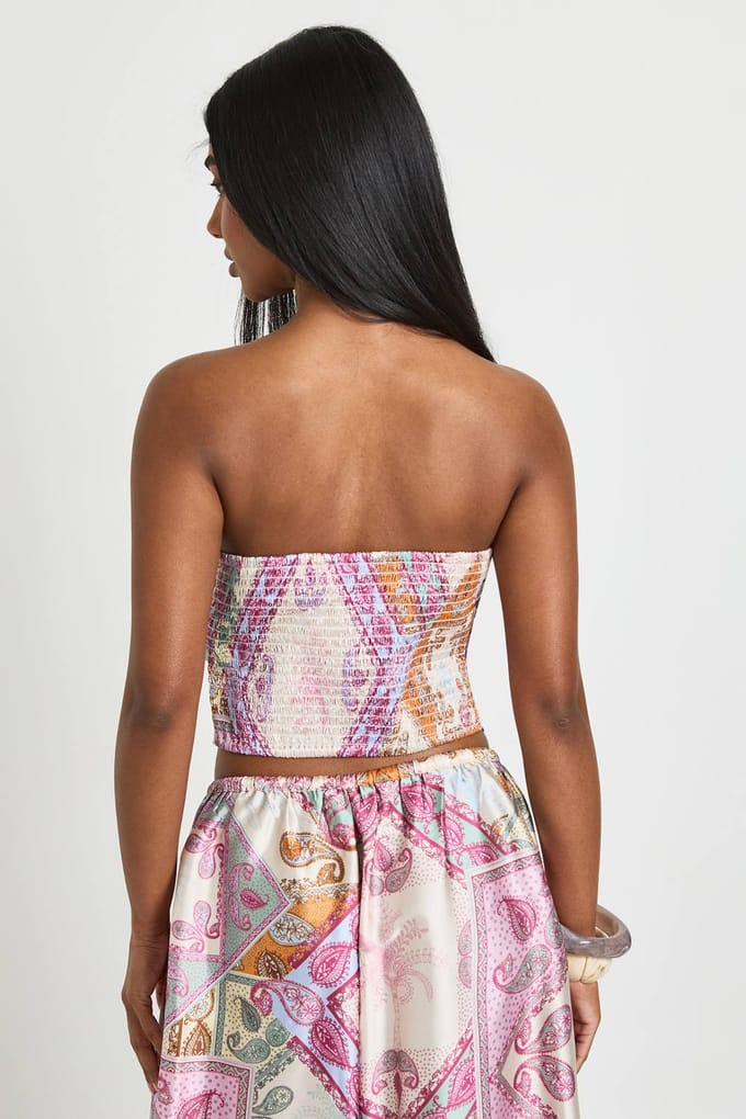 boohoo Dames Paisley Satijnen Bandeau Sjaal Top | Roze | Maat: 40