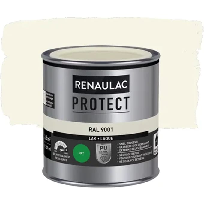 Renaulac Buitenlak Protect - Crèmewit Ral9001 - Mat - 250ml