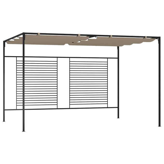 vidaXL - Prieel - met - uittrekbaar - dak - 180 - g/m² - 3x4x2,3 - m - taupe