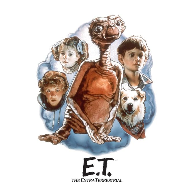 E.T. Geschilderd Portret T-shirt - Wit - S