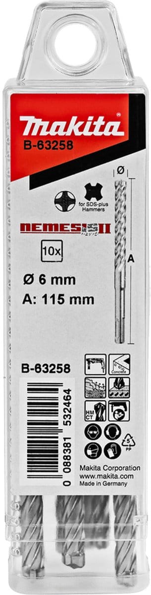 Makita B-63258 P4S:Sds-Plus Boor 6X110Mm 10St