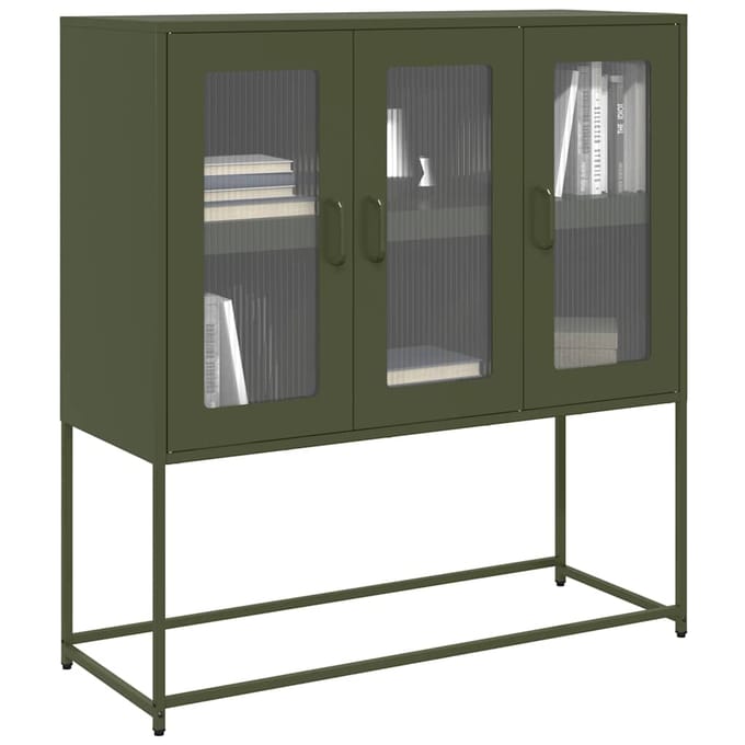 vidaXL - Dressoir - 100,5x39x107 - cm - koudgewalst - staal - olijfgroen