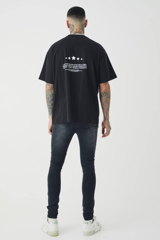 Lange Super Slanke Stretch Jeans | Washed Black | Size 36