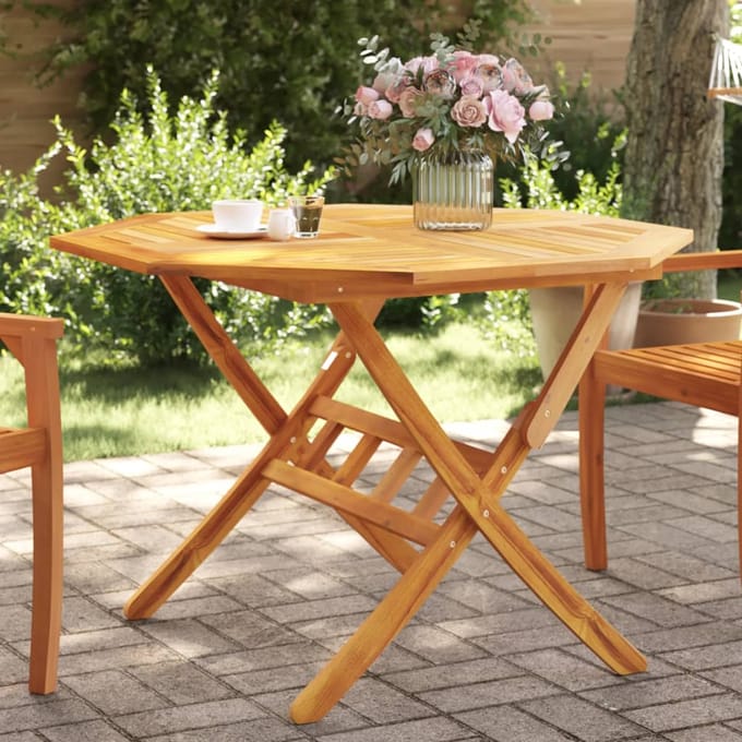 vidaXL - Tuintafel - inklapbaar - Ø110x75 - cm - massief - acaciahout