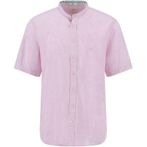 Fynch-Hatton Overhemd Uni Color Linnen Cotton Stand-Up Collar Light Peony / male