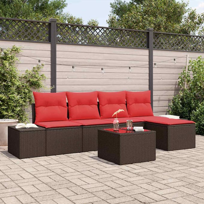 vidaXL Tuin Sofa Set 6 st Bruin poly rattan