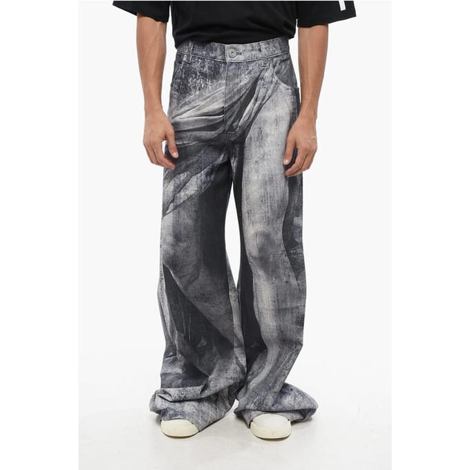 Loose Fit Jeans met Beeldhouwprint 38cm in Blauw, Grijs