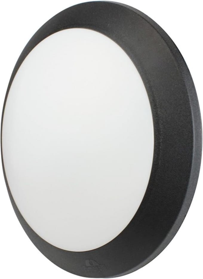 Ronde LED plafondlamp voor binnen en buiten, IP66, E27-fitting, zwart opaalglas