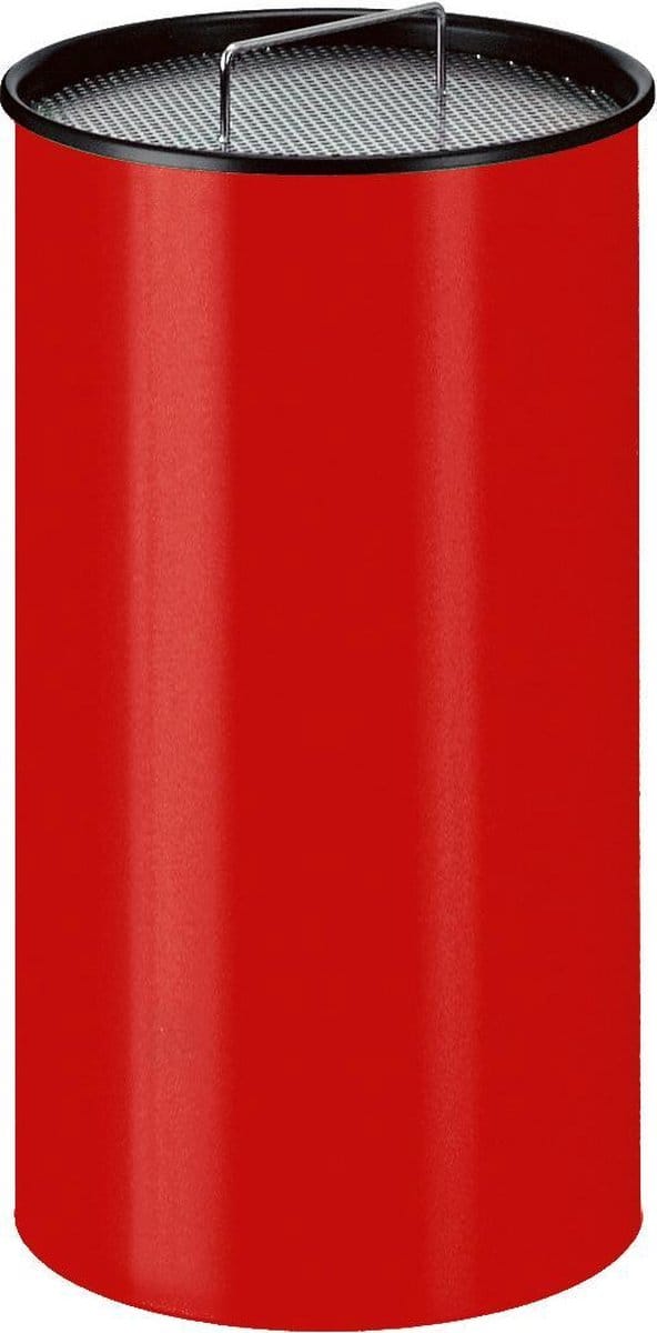 Staande zandasbak rond rood - met peukenrooster