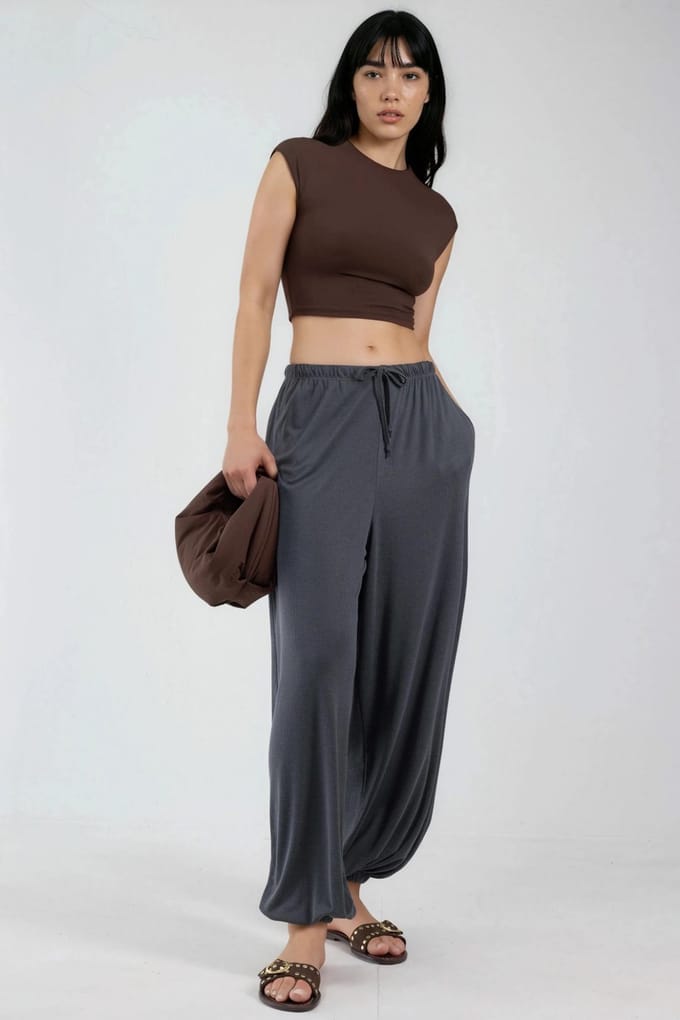 Dames Lange Elastische Taille Joggingbroek