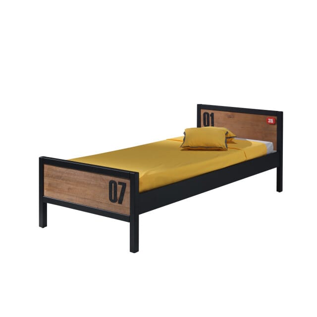 LUCEVI - Alex bed + Lattenbodem - Bruin - 90x200 cm