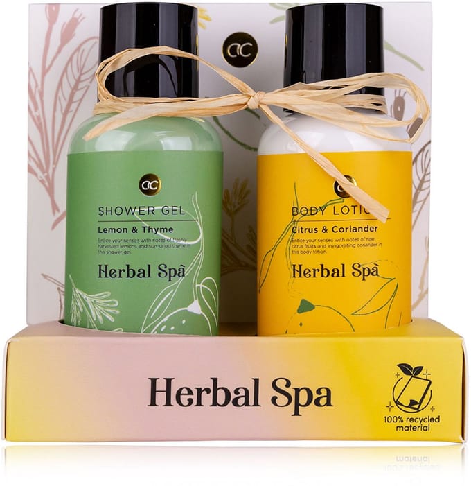 Accentra - herbal spa - citrus - tijm - cadeau set - badset - wellness - douchegel - bodylotion
