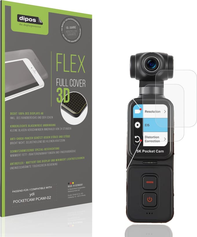 dipos FLEX – 2x Matte Screenprotector geschikt voor ydi POCKETCAM PCAM-02 | Volledige Schermbescherming | Case-Friendly