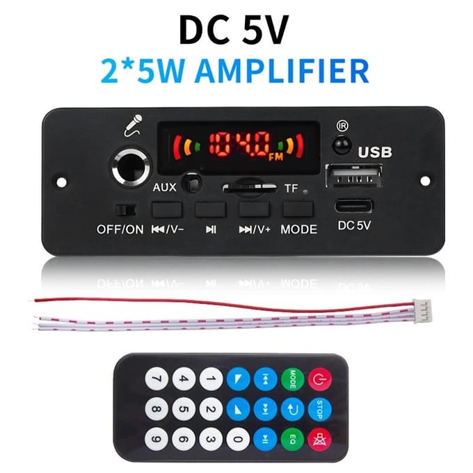 Carte Décodeur MP3 Bluetooth Sans Fil 10W DC 5V Amplificateur DIY Lecteur MP3 Voiture Audio Radio FM Appel Mains Libres Enregistrement Support Microphone