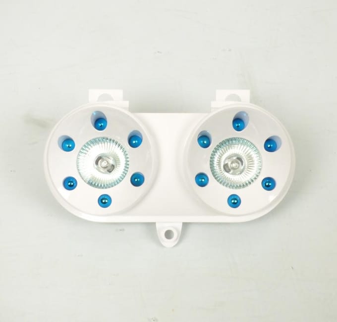 front tnt optic voor mbk 50 rocket scooter wit / blauw nieuw