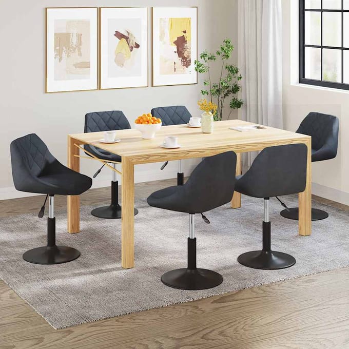 vidaXL - Eetkamerstoelen - draaibaar - 6 - st - fluweel - donkergrijs