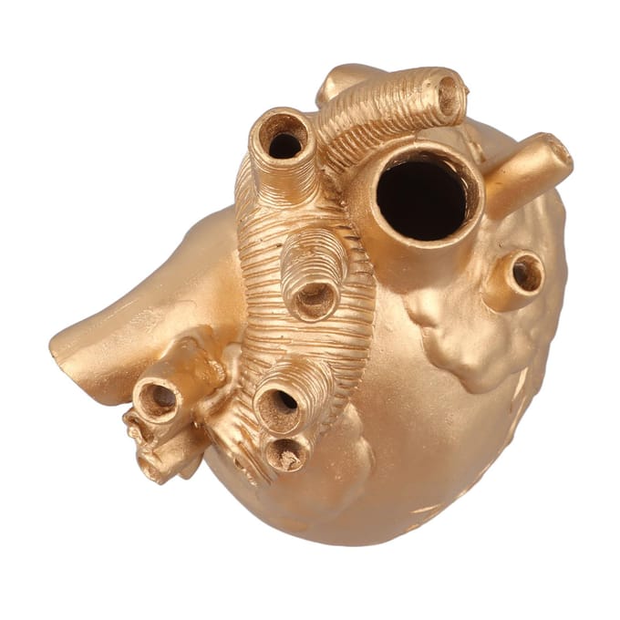Creatieve Anatomische Hart Vazen Hars Sculptuur Hartvormige Kunst Bloemvazen Desktop Thuis goud