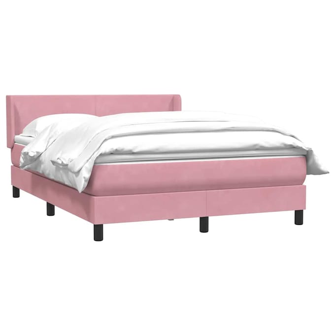 vidaXL - Boxspring - met - matras - fluweel - roze - 160x210 - cm