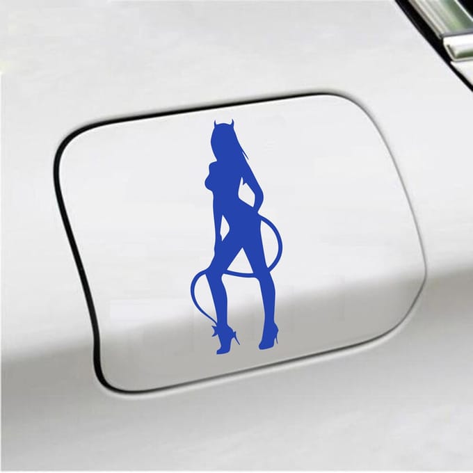 Bumpersticker - Vrouw Duivel - 7 X 16,5 - Blauw