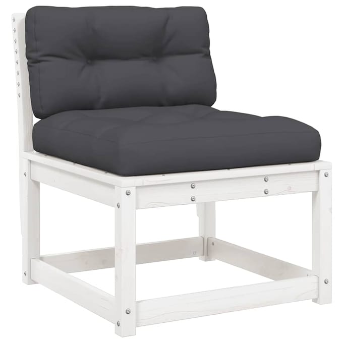 vidaXL - 5-delige - Loungeset - met - kussens - massief - grenenhout - wit