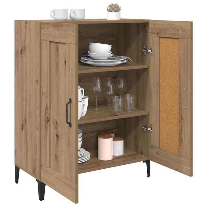 vidaXL - Dressoir - Artisan - Eiken - 69,5 - x - 34 - x - 90 - cm - Bewerkt - hout