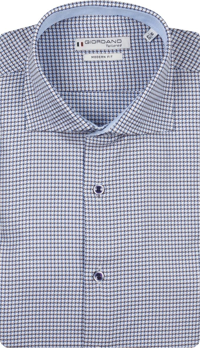 Giordano – Locarno – Heren Overhemd – Twill Overhemd – Geruit - Navy – 617840-60