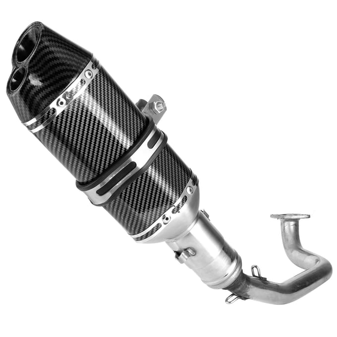 Volledig Uitlaatsysteem Header + Carbon Fiber Stijl Slip?Op Uitlaat Geschikt voor GY6 125 black