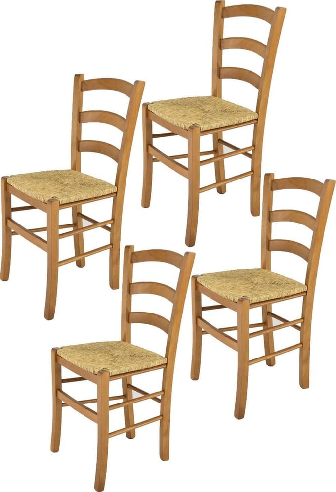Tommychairs Venice - Eetkamerstoelen - Set van 4 - Eikenhout - Rotan