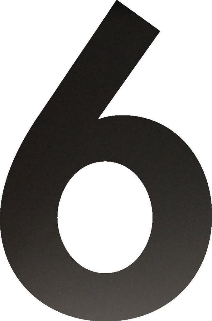 Huisnummer 15 cm - Nummer 6 - Mat Zwart RVS