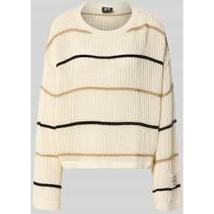 oversized gebreide pullover met labeldetail en ronde hals