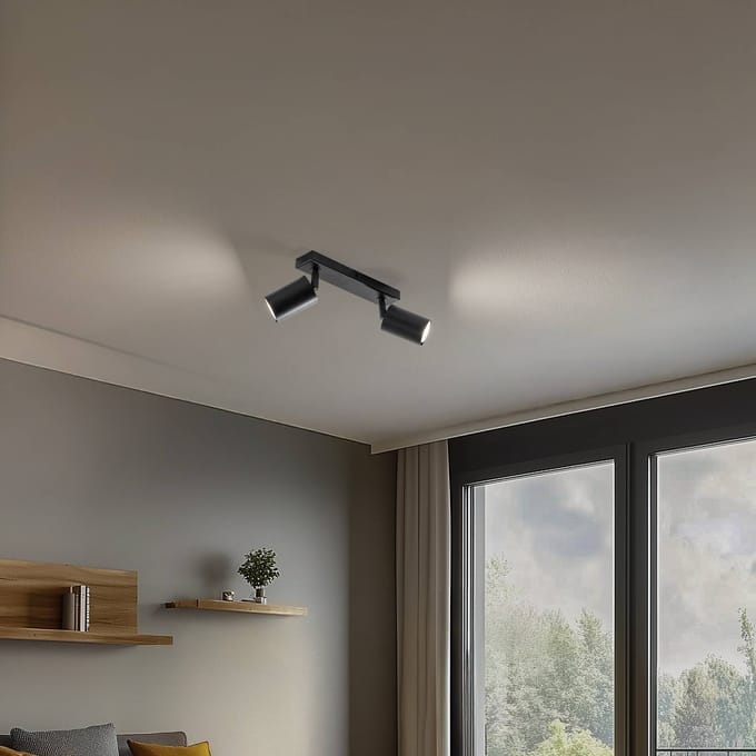SIGMA Plafondspot Zoom, 2-lamps, zwart