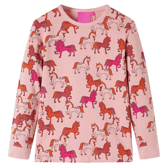 vidaXL - Kinderpyjama - met - lange - mouwen - 104 - lichtroze