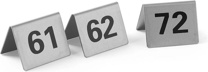 HENDI Tafelstandaard nummers – Set van 12 – Nummers 61-72 – RVS – 50x35x40 mm