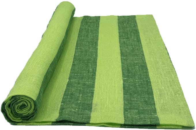Maya tafelloper stripe grass/green 40 x 140 - set van 2