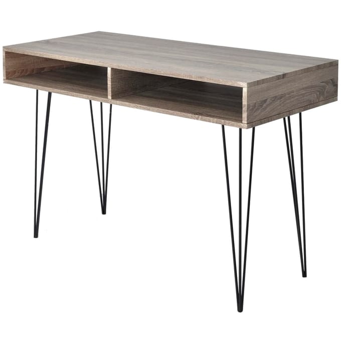 vidaXL - Bureau - met - 2 - compartimenten - grijs