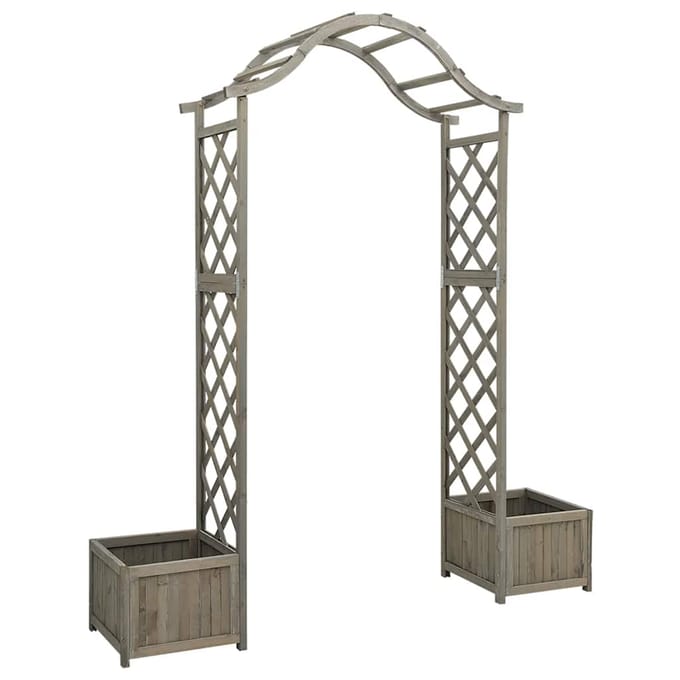 vidaXL - Pergola - met - plantenbak - massief - vurenhout - grijs