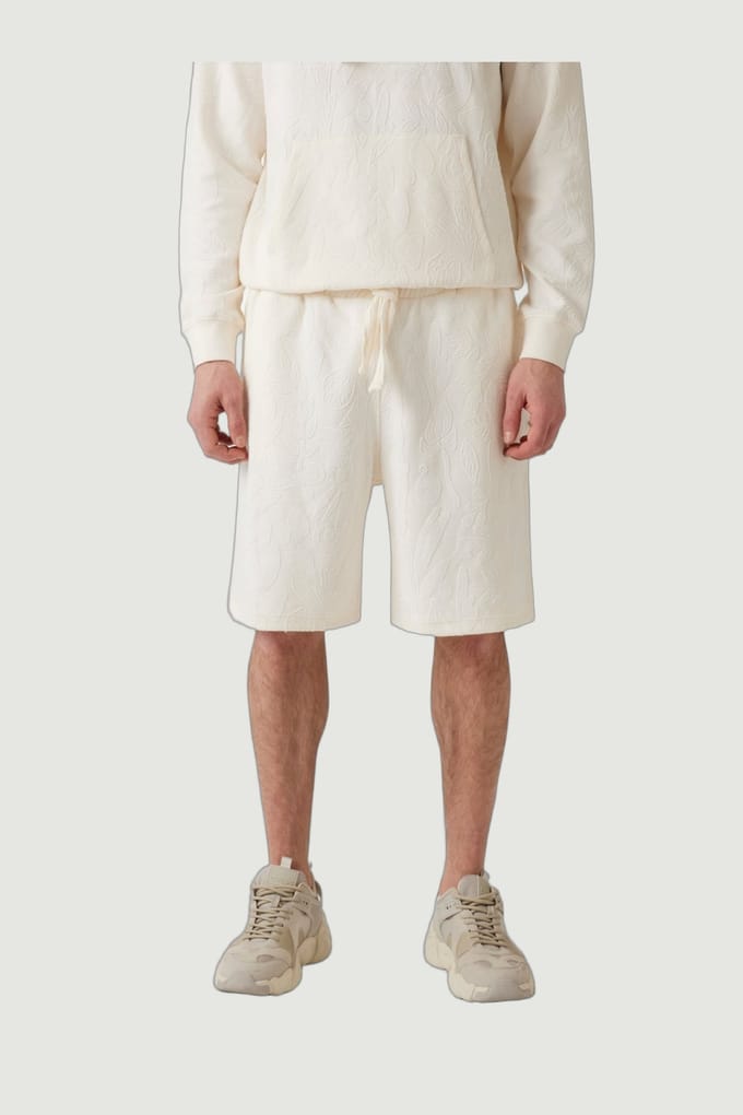 GUESS  Eco Jacquard Shorts Pearl White Primitiv Größe: XL | Kurze Sporthosen Outlet | Herren | Weiß